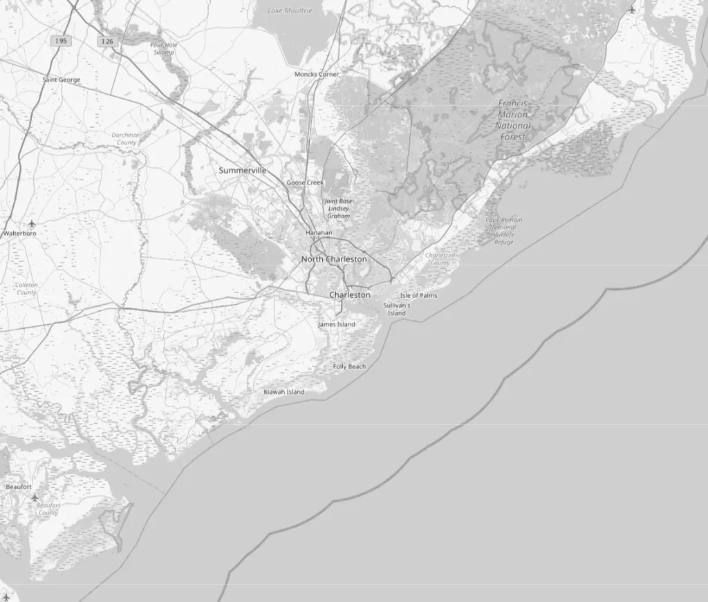 Map of the Charleston, SC area served by WS Flooring